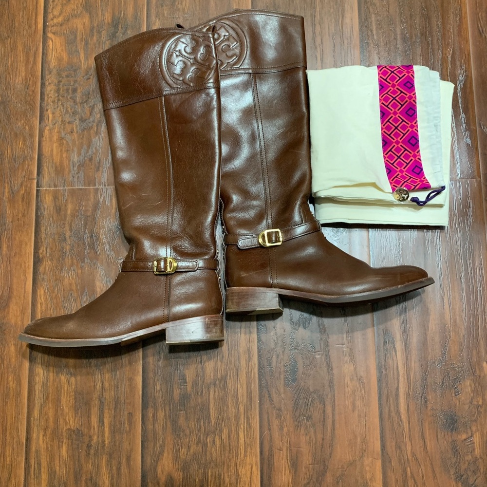 Tory Burch Brown Leather Riding Boots